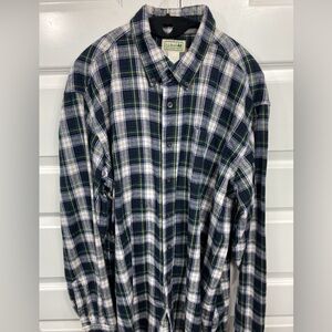 L. L. Bean LL 100% Cotton Flannel Button Up Men’s XL Tall Blue Green 228066 XLT